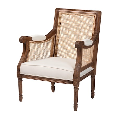Bali & Pari Desmond Traditional French Beige Fabric and Walnut Brown Finished Wood Accent Chair 238-13313-ZORO